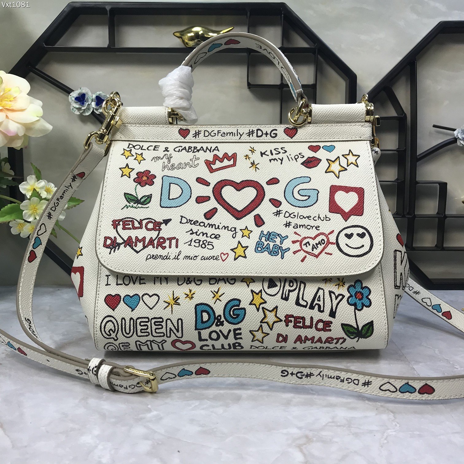 DOLCE & GABBANA Dauphine Graffiti Printed Small Miss Sicily