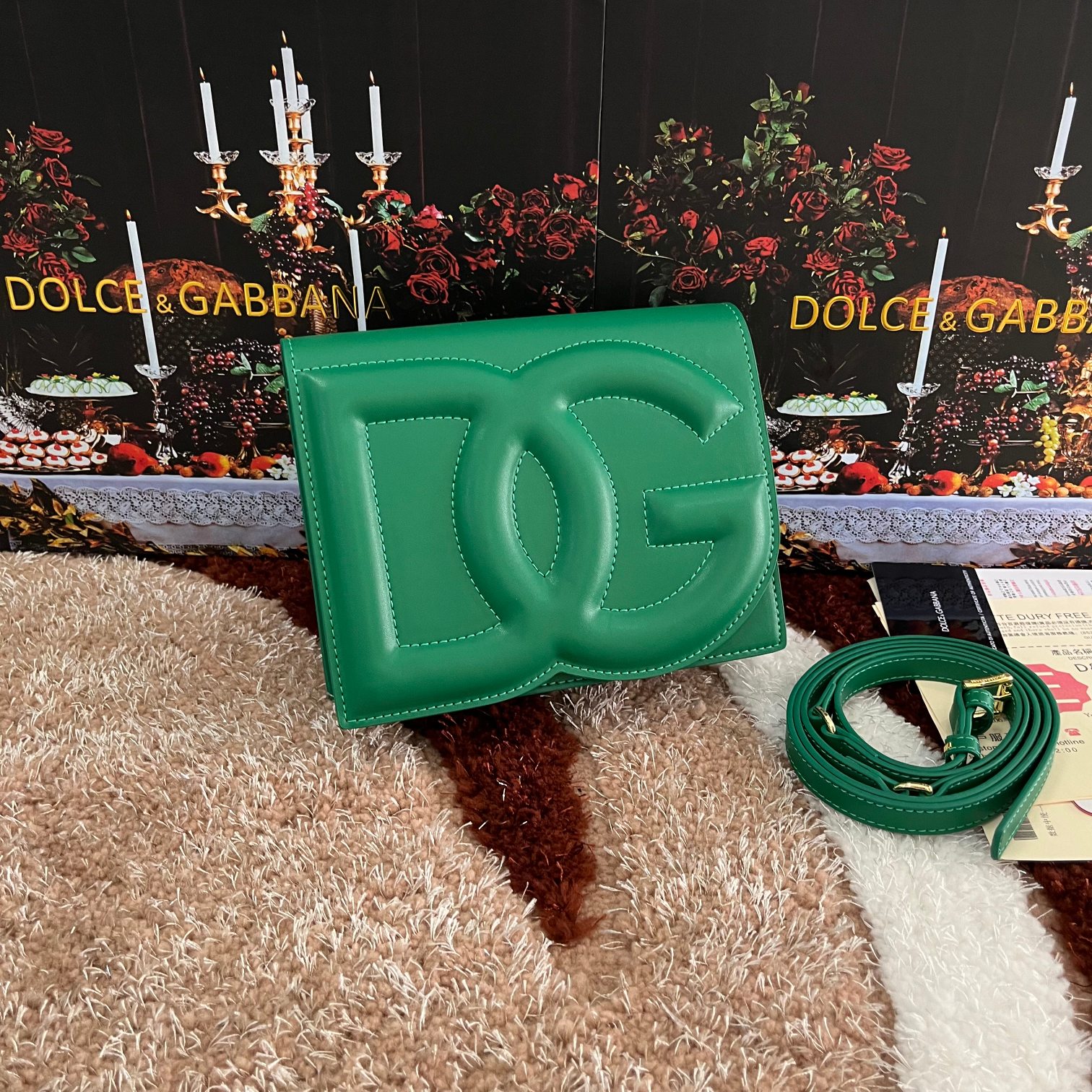 Dolce & Gabbana Calfskin DG logo crossbody bag in Green for WomenD&G 0179
