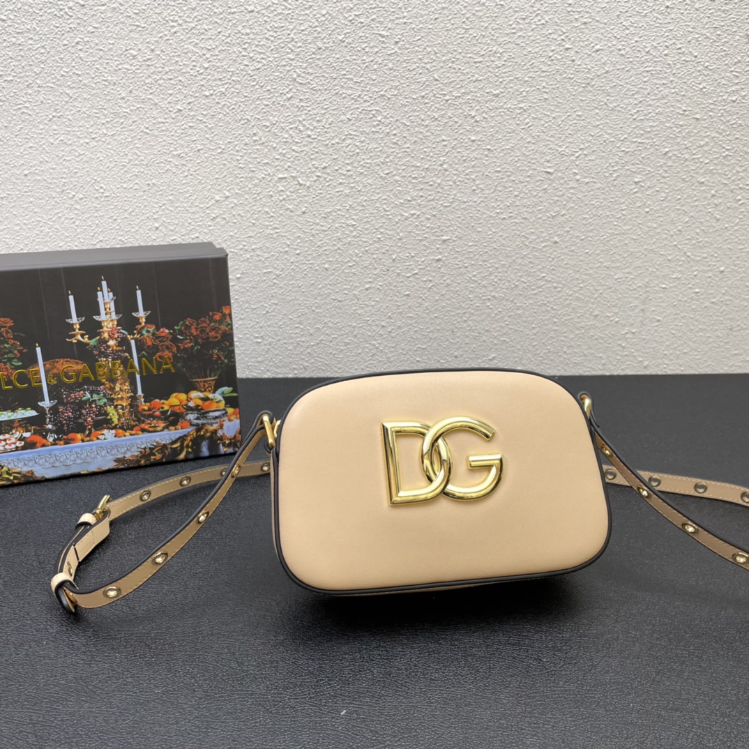 DOLCE GABBANA Calfskin Hot Stuff DG Logo 3.5 Crossbody Bag Cipria 146163