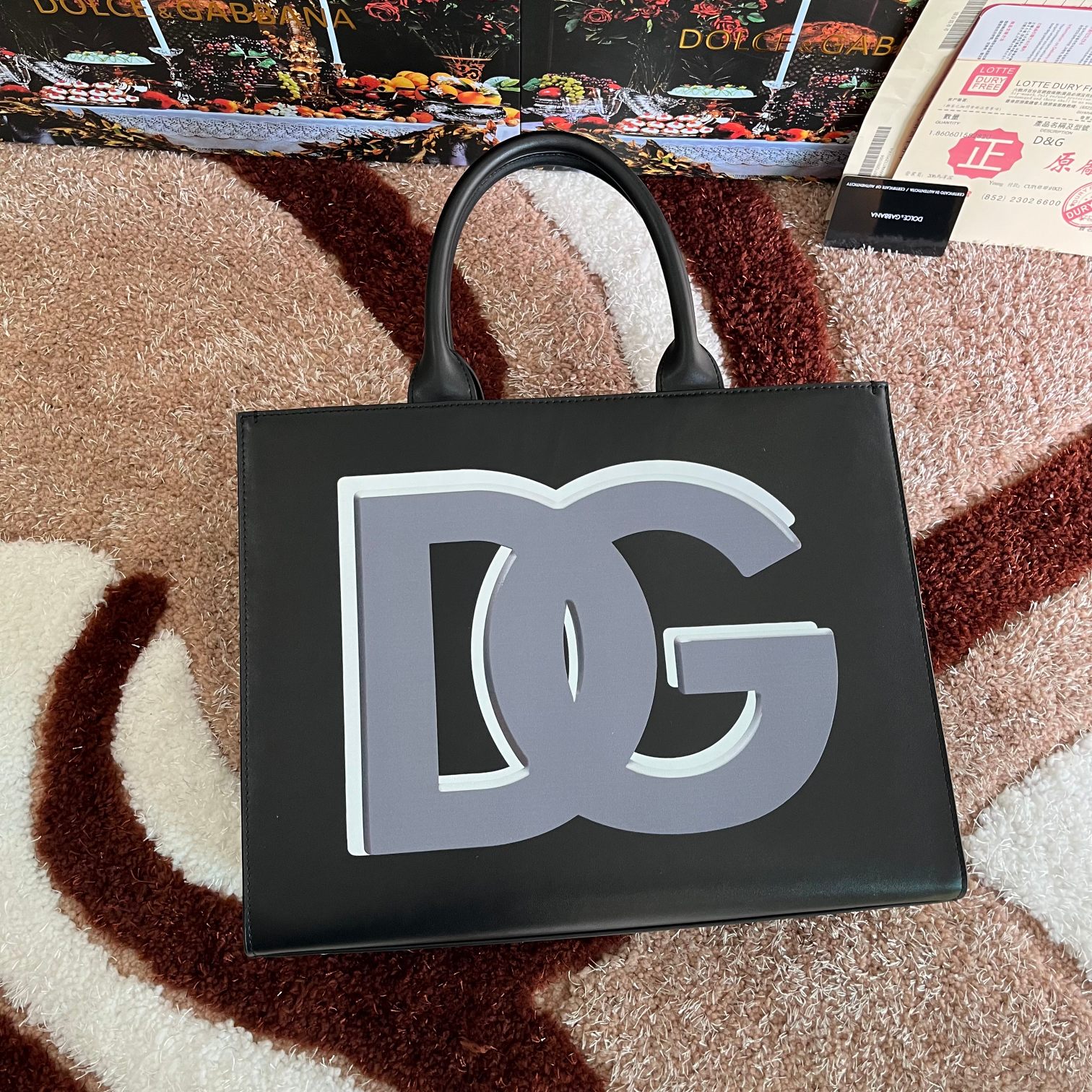 DOLCE & GABBANA Vitello Small Beatrice Logo Tote Black