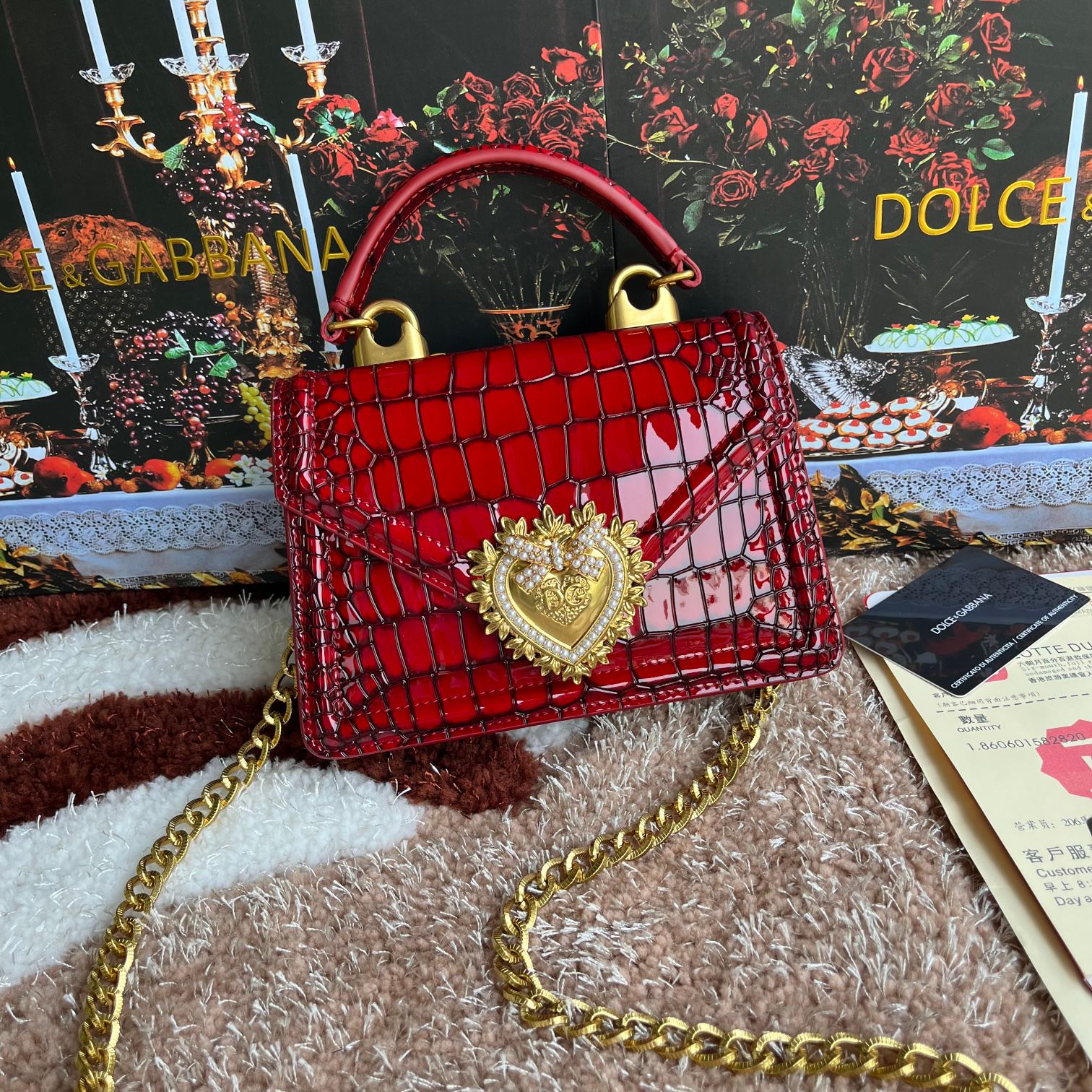 Dolce & Gabbana Medium crocodile skin Devotion bag in Red for Women | Dolce&Gabbana® US