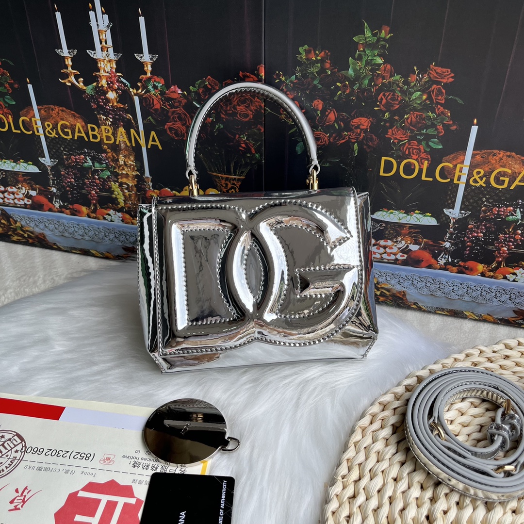 Dolce & Gabbana Logo Shoulder Bag – Silver