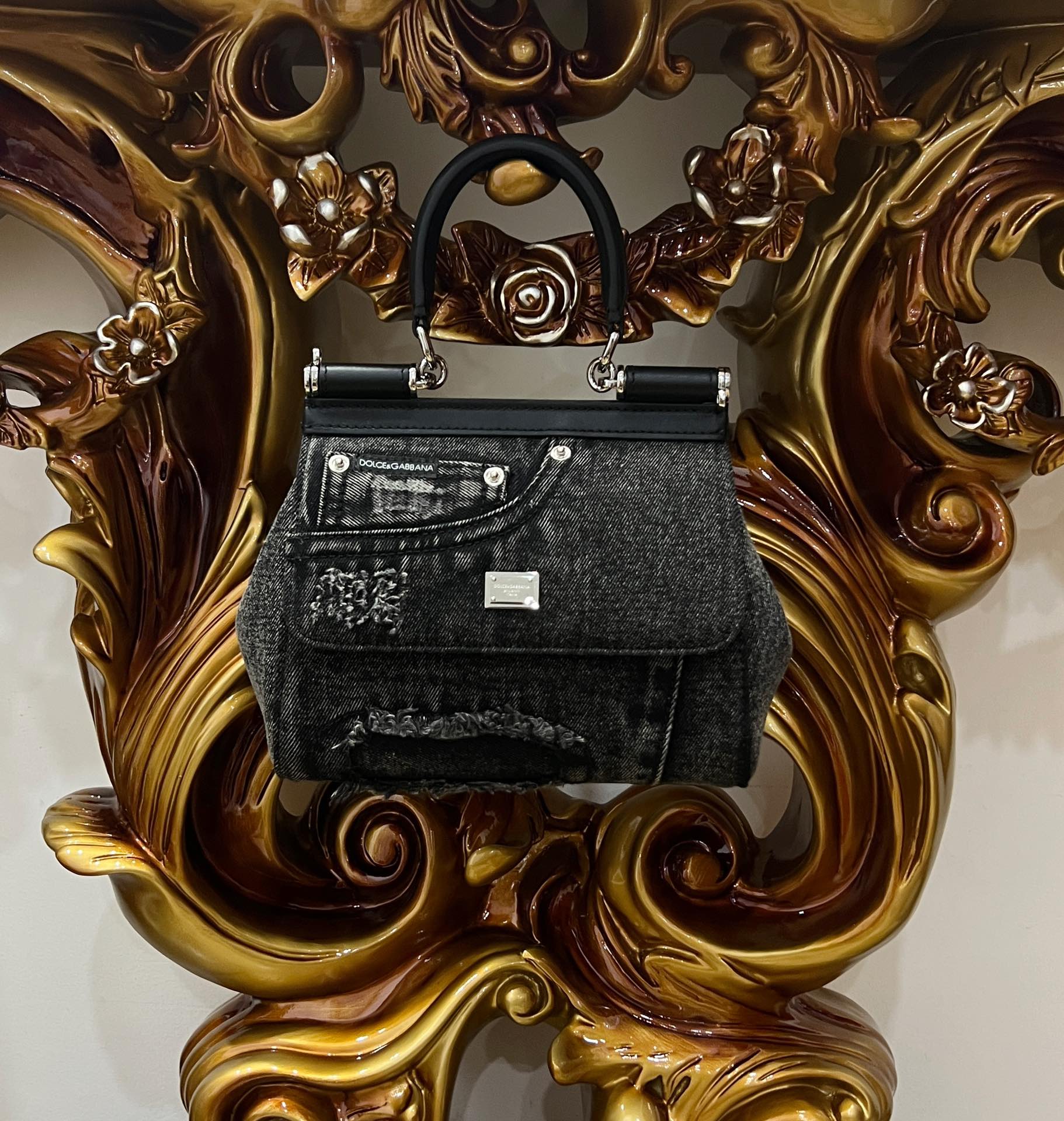 Dolce & Gabbana Denim Sicily Mini w/ Tags – Black Crossbody