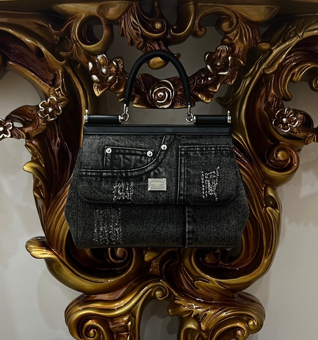 Dolce & Gabbana Small Sicily Bag in Calfskin & Patchwork
