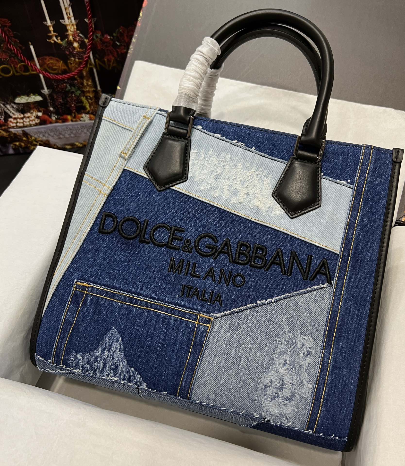 Dolce & Gabbana logo-embroidered Denim Tote Bag