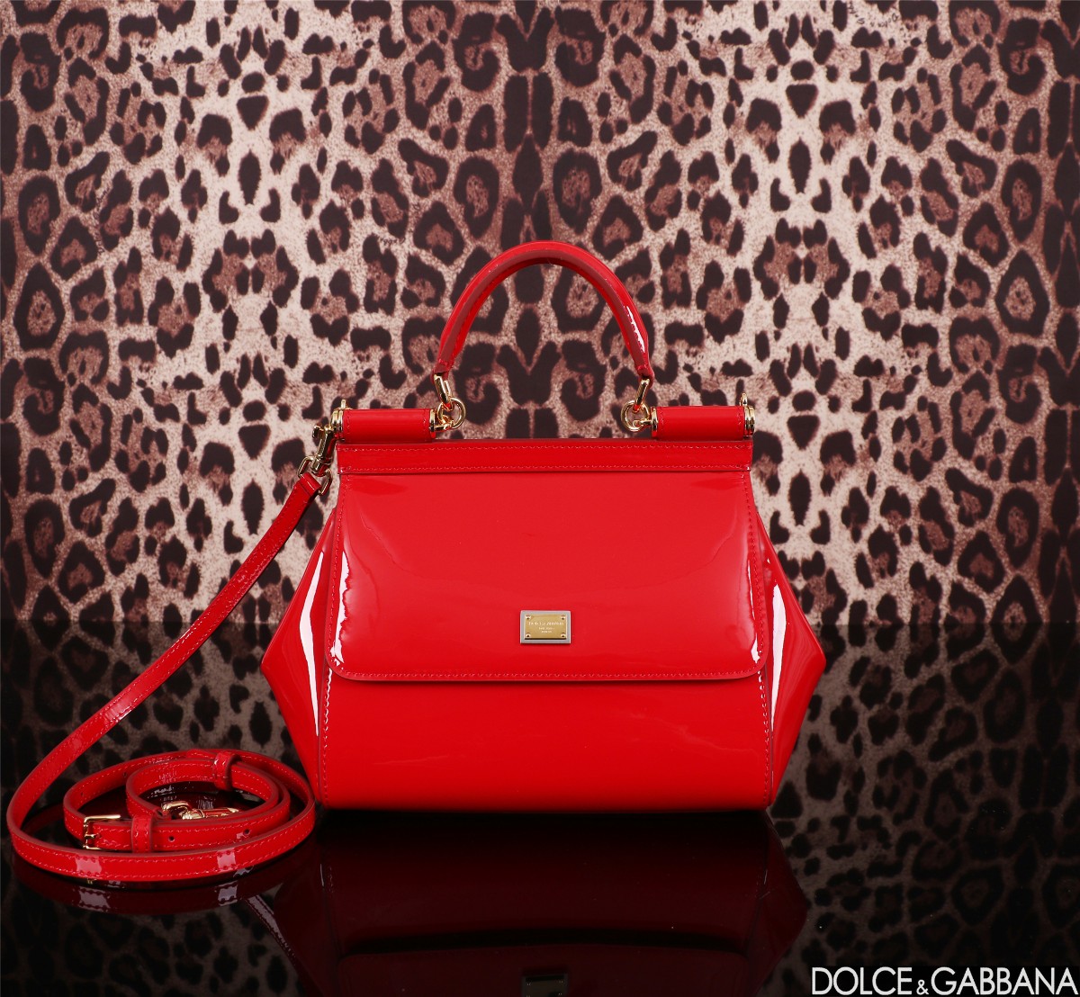 Dolce & Gabbana Sicily Medium Patent Leather Bag In Red |