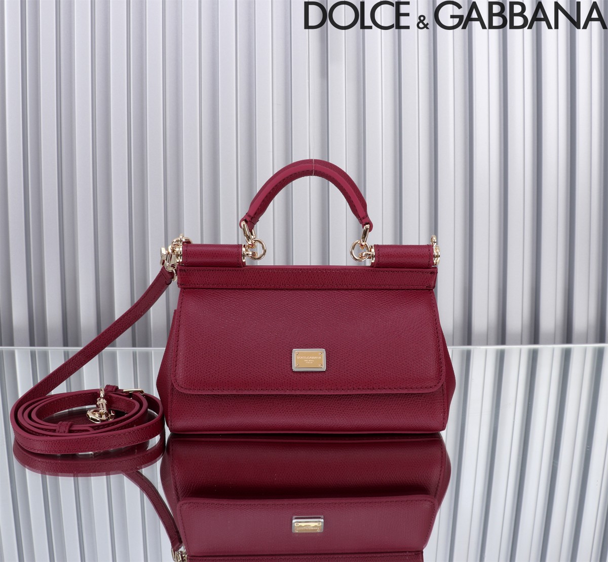 Dolce & Gabbana Red Leather Medium Miss Sicily Top Handle red