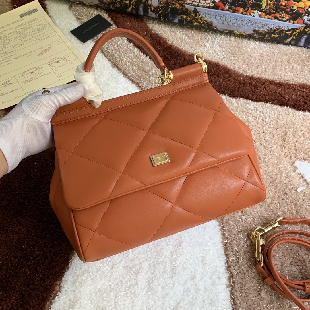 Dolce & Gabbana – Sicily quilted leather handbag brown