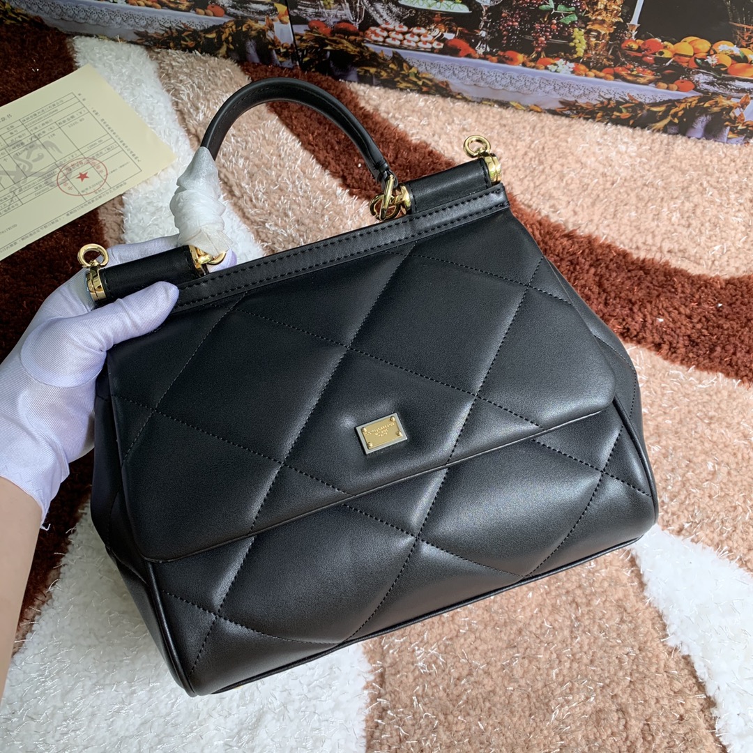 Dolce & Gabbana Black Quilted Leather Small Miss Sicily Top Handle Bag Dolce & Gabbana