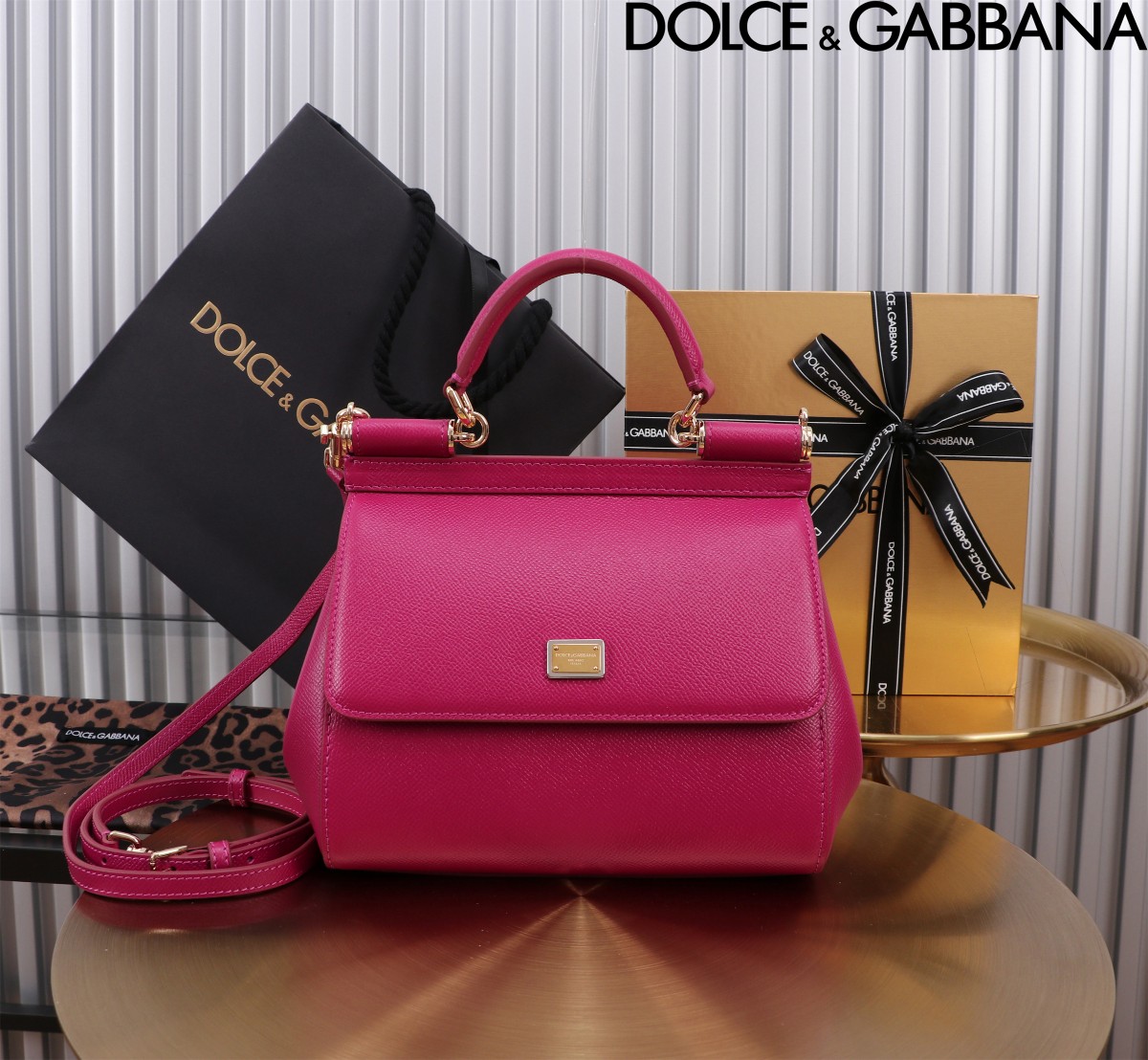 Dolce & Gabbana Hot Pink Leather Small Miss Sicily