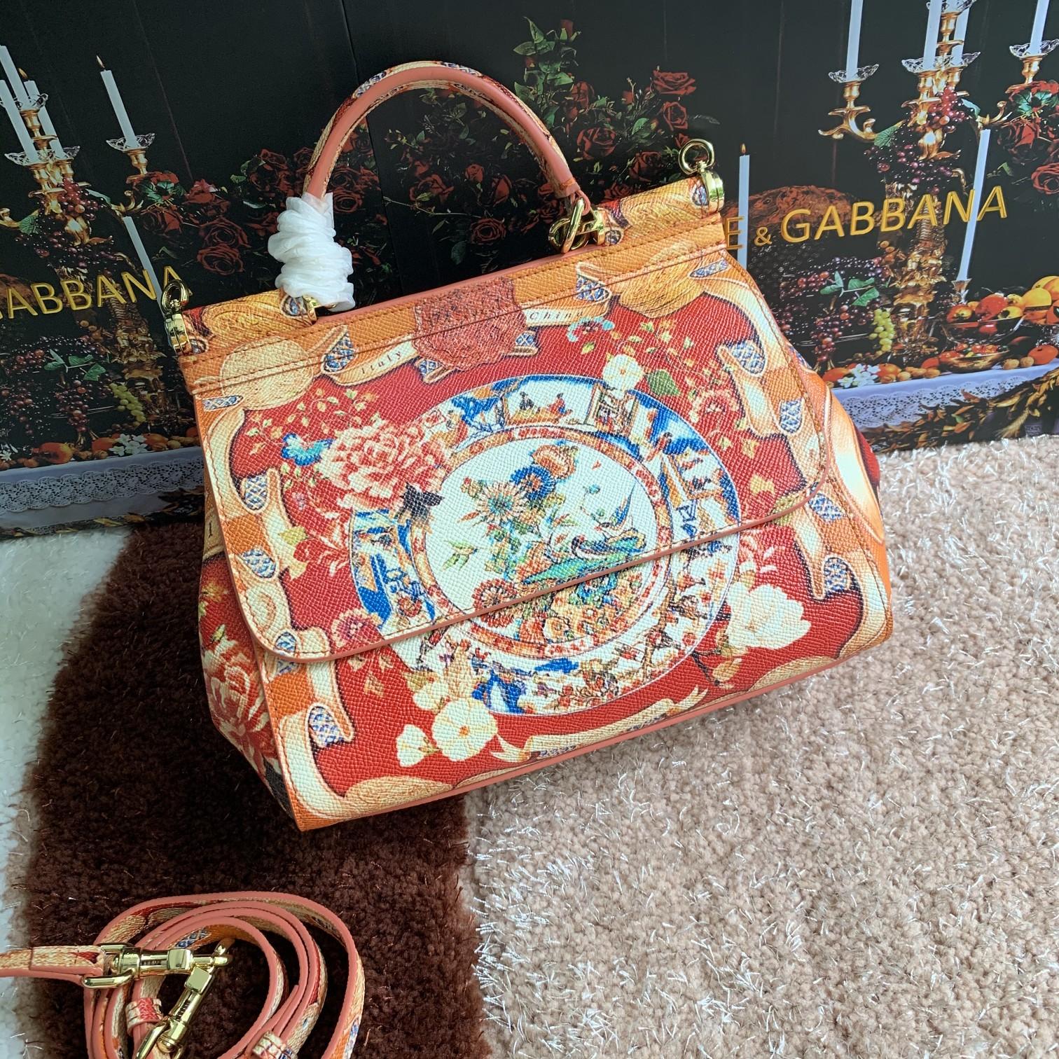 Dolce & Gabbana D&G Fred Paris Leather Top Handle Satchel in Red