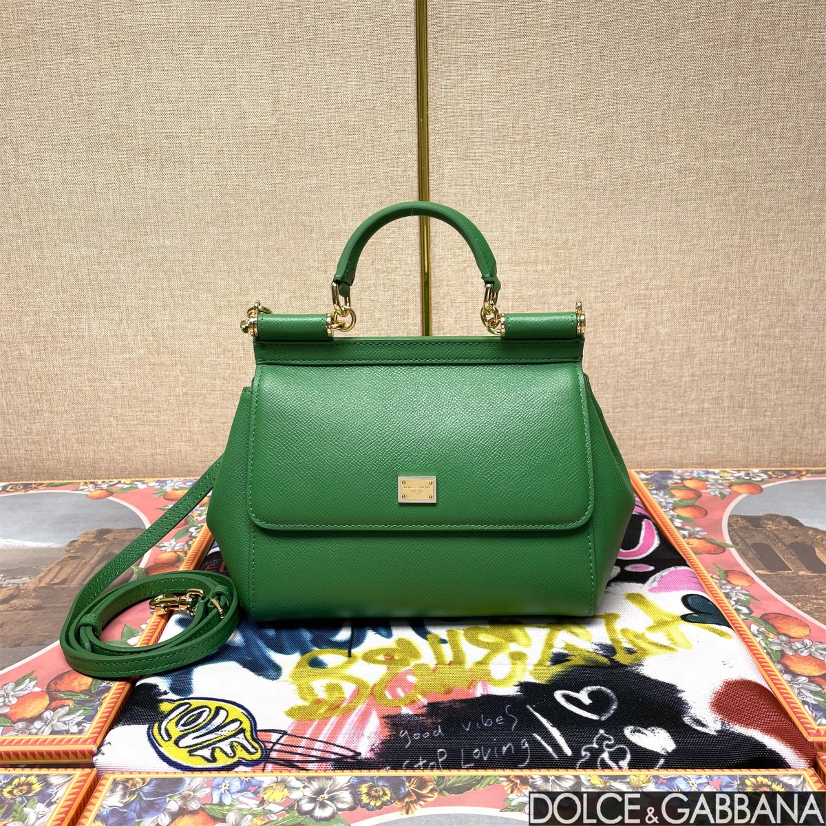 Dolce & Gabbana Green Leather Medium Miss Sicily Top