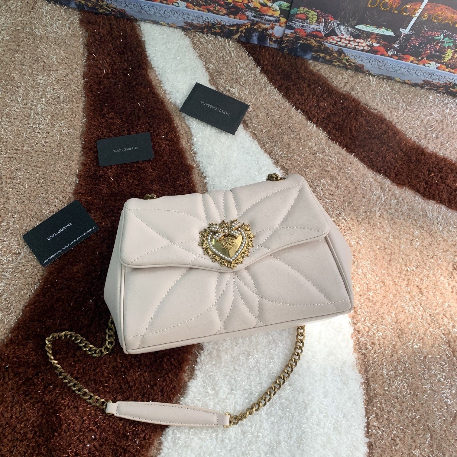 Dolce & Gabbana Medium Devotion bag in quilted nappa leather in Pale Pink for