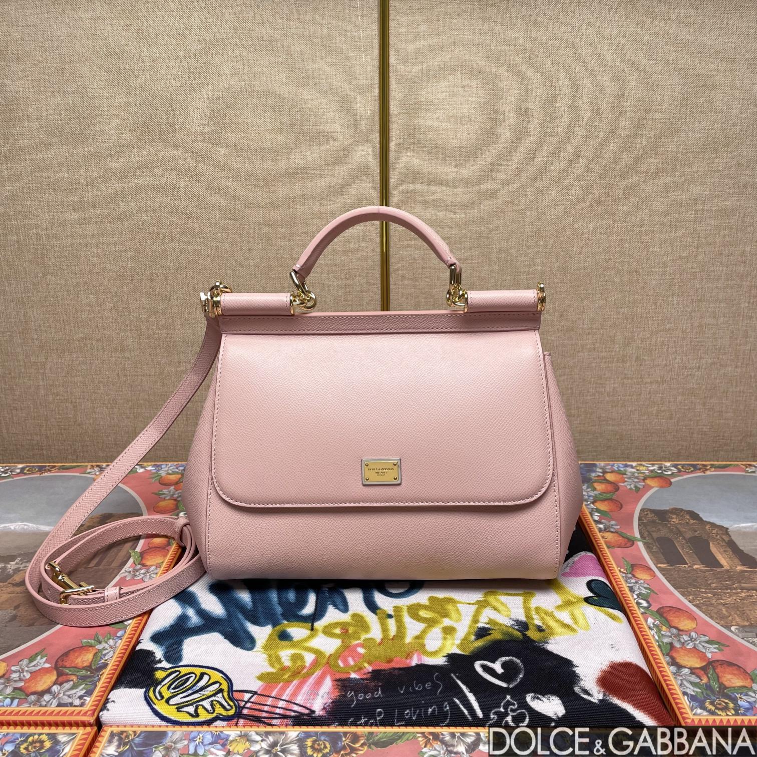 Dolce & Gabbana Pink Leather Medium Miss Sicily Top Handle Bag Dolce & Gabbana