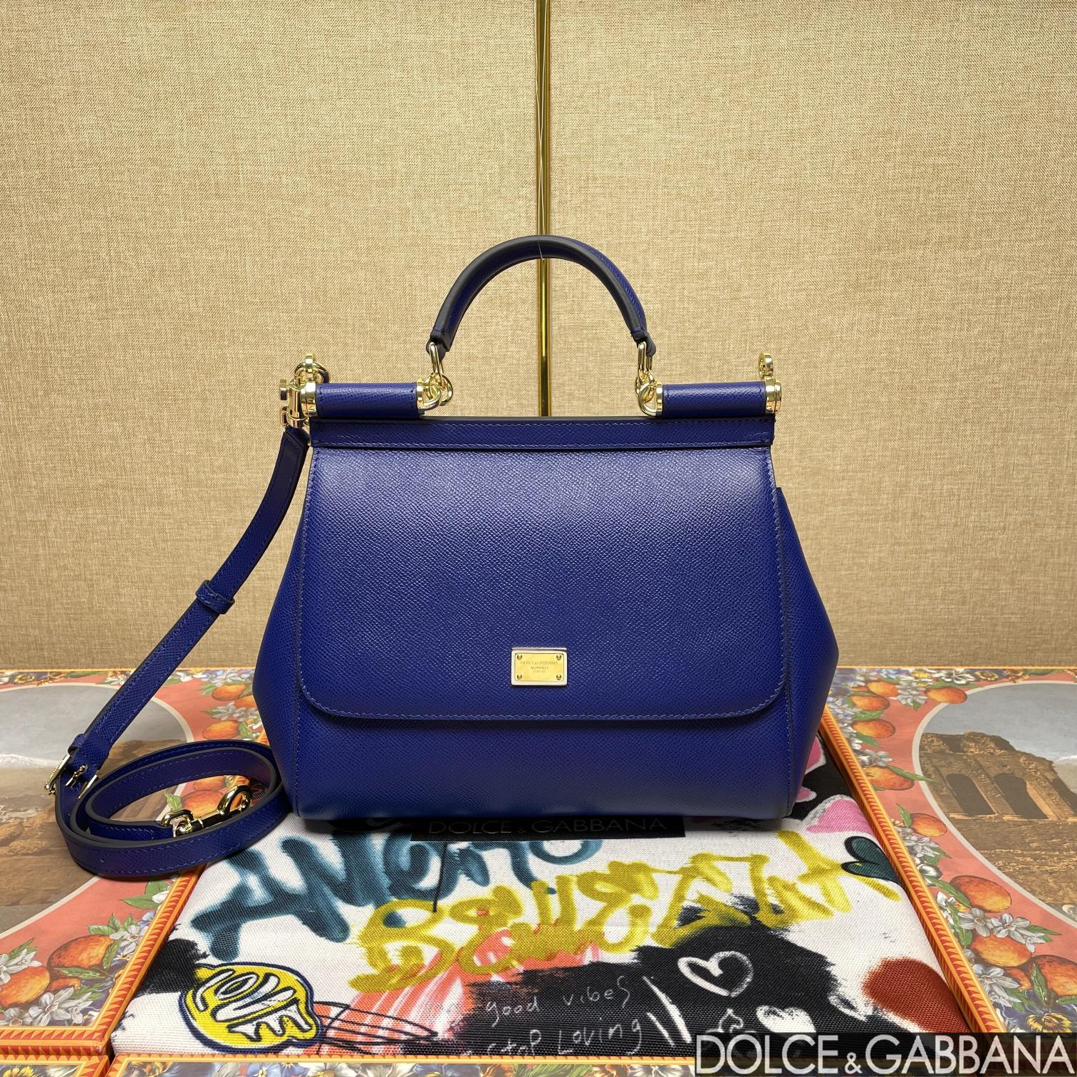 DOLCE & GABBANA Dauphine Medium Miss Sicily Satchel Blue