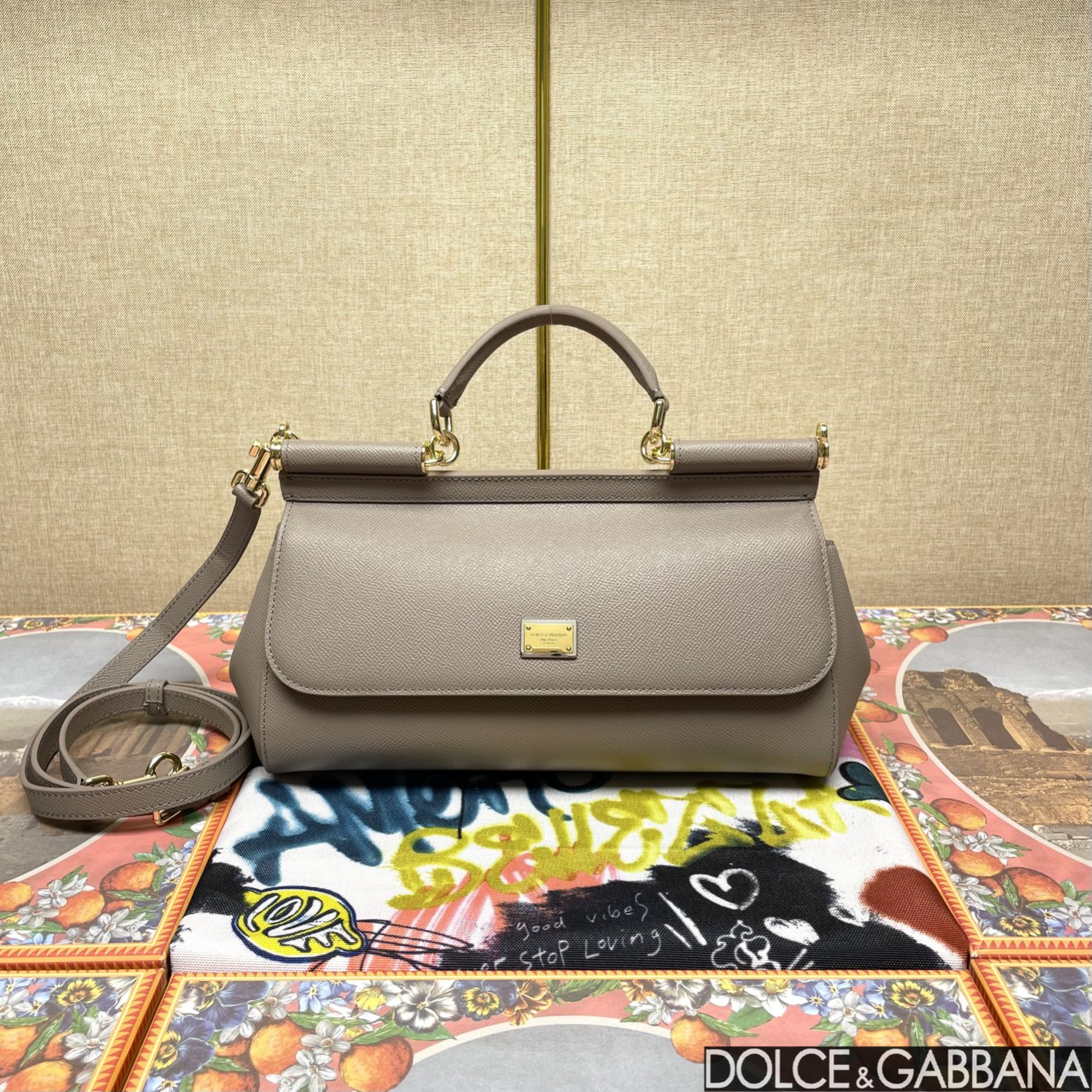 DOLCE & GABBANA Mini Sicily Dauphine Leather Top Handle