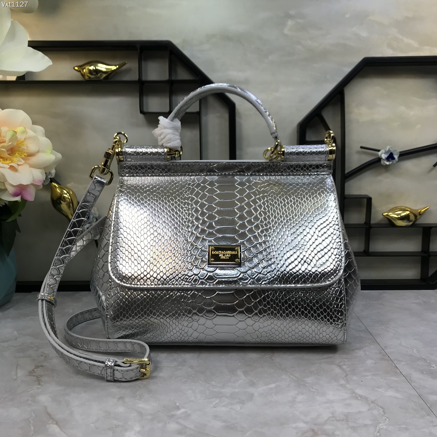Dolce & Gabbana Small Sicily crocodile-embossed top-
