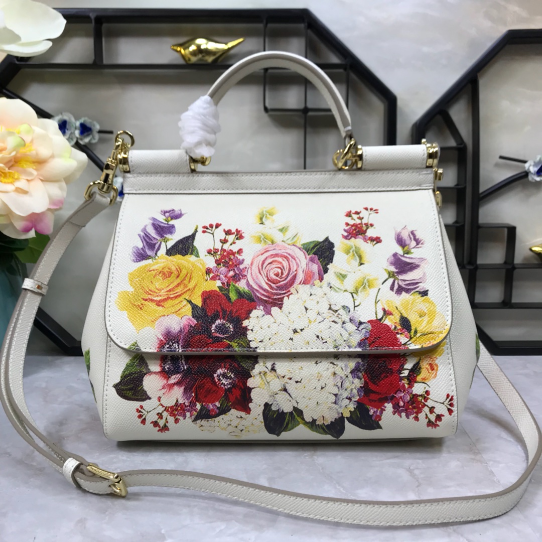 Dolce & Gabbana Multicolor Floral Print Leather Medium