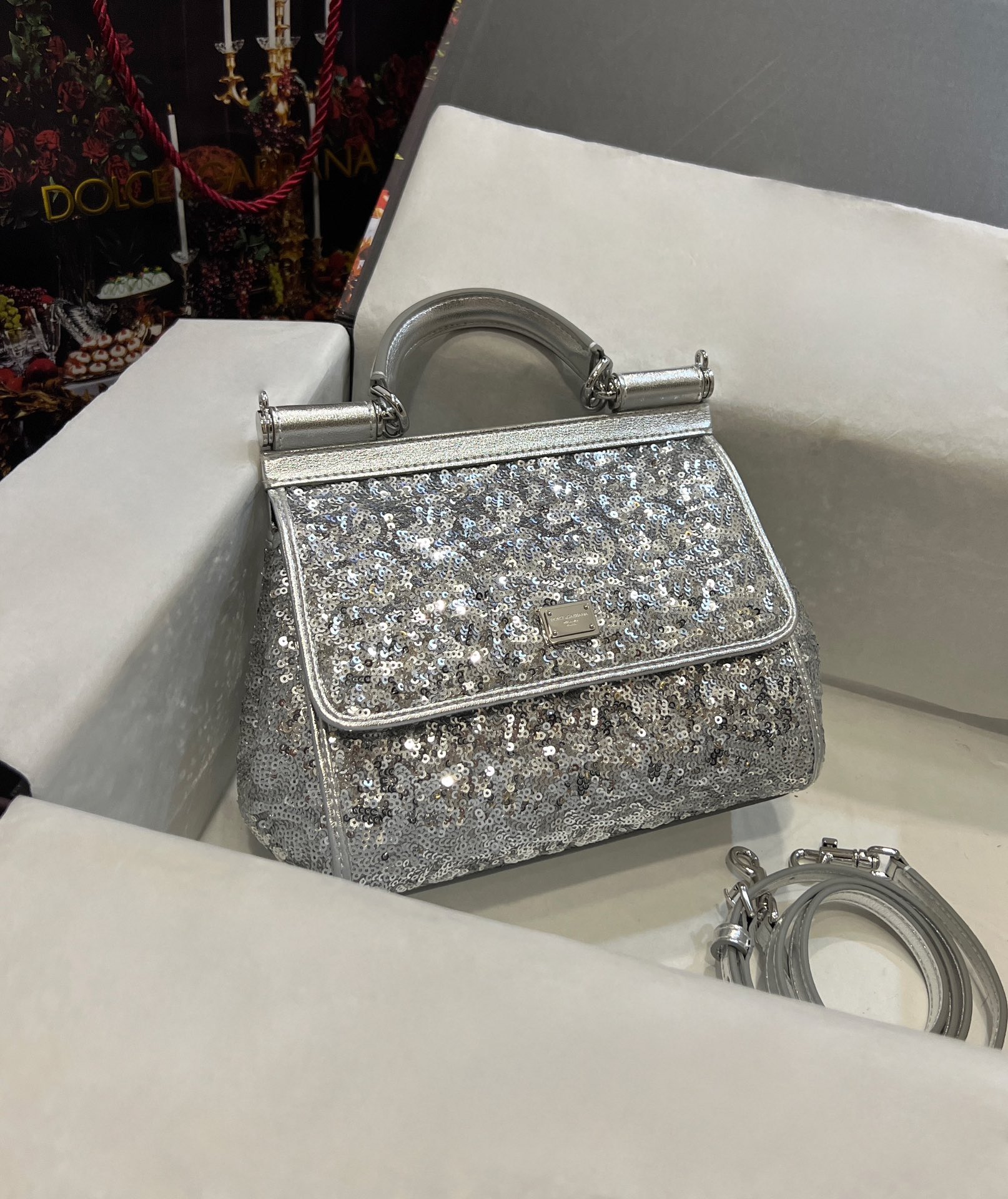 Sicily glitter clutch bag Dolce & Gabbana Silver in Glitter – 47156746