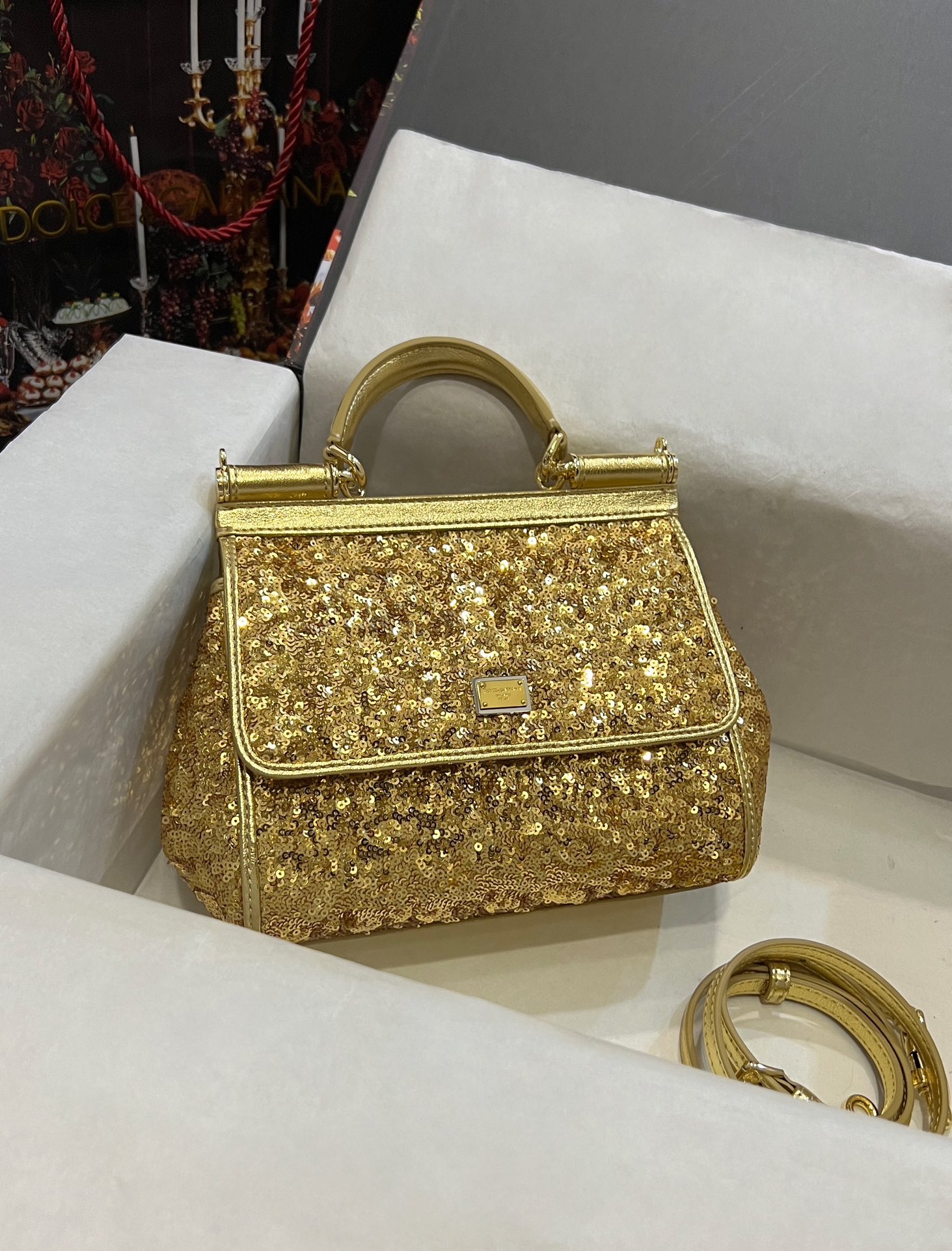 Dolce&Gabbana Small Sicily sequin bag for Women – Gold i