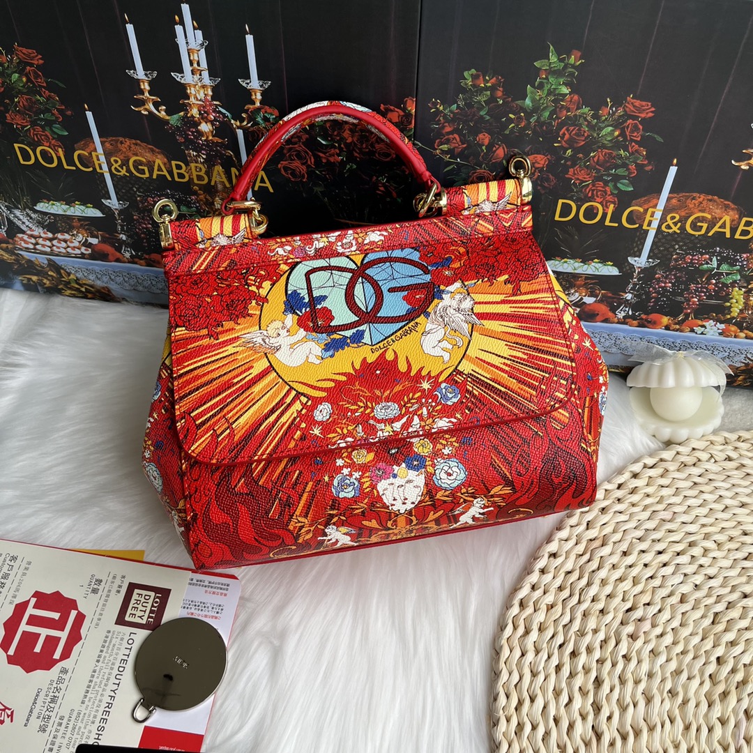 DOLCE GABBANA Dauphine Embellished Medium Miss Sicily Satchel Rosso bag red1519921
