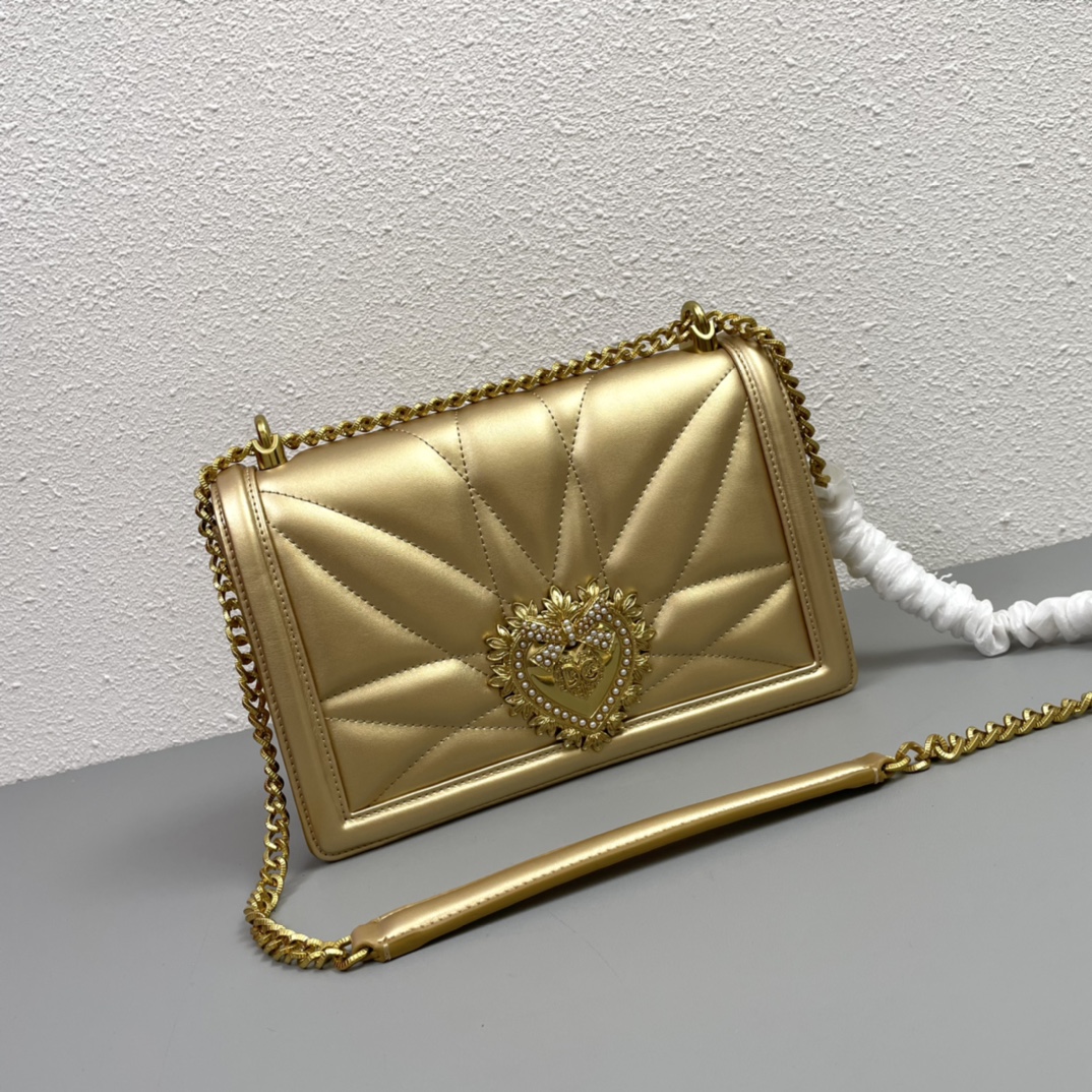Dolce & Gabbana Mini Devotion Crossbody Bag – Gold