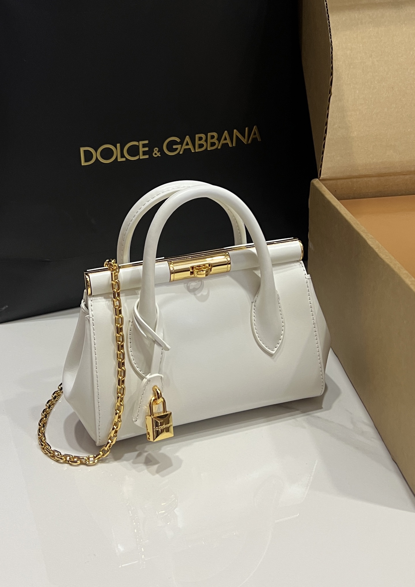 DOLCE & GABBANA Vitello Mini Marlene Day Bag White 166593