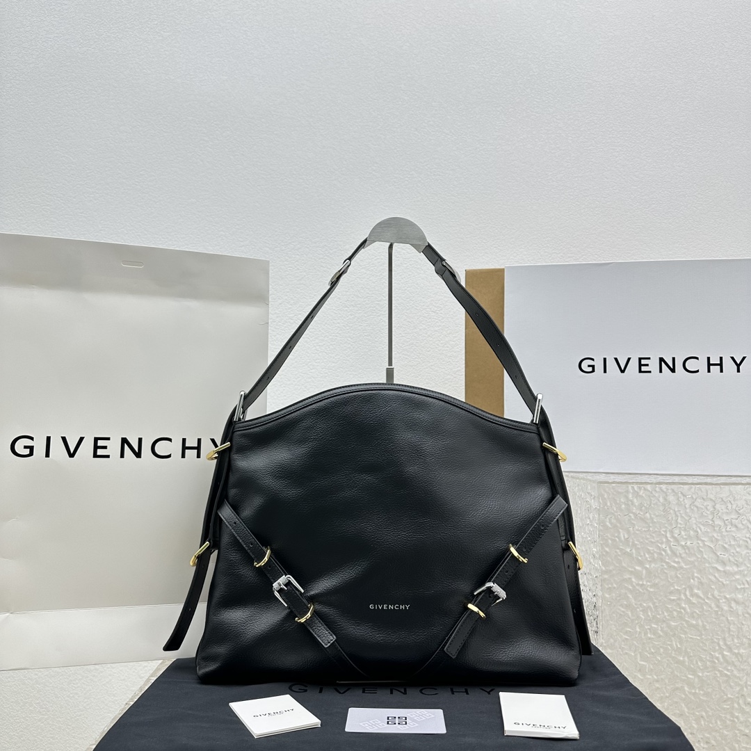 Givenchy Medium Voyou Bag Black in Calfskin Leather with