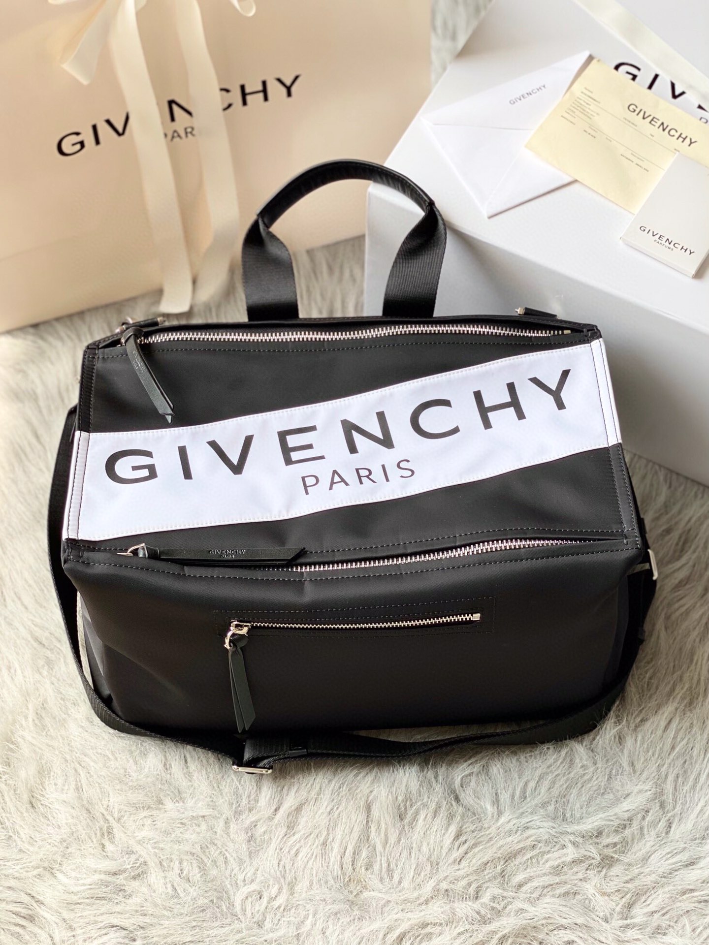 Givenchy Black Band Logo Pandora Messenger Bag
