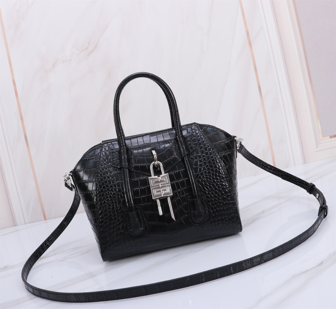 Givenchy Mini Antigona Lock Top Handle Bag in Crocodile
