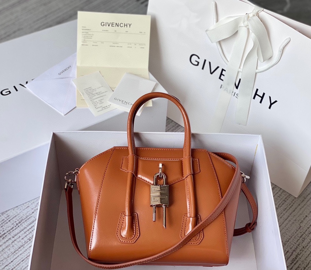 GIVENCHY Box Calfskin Mini Lock Antigona Shoulder Bag