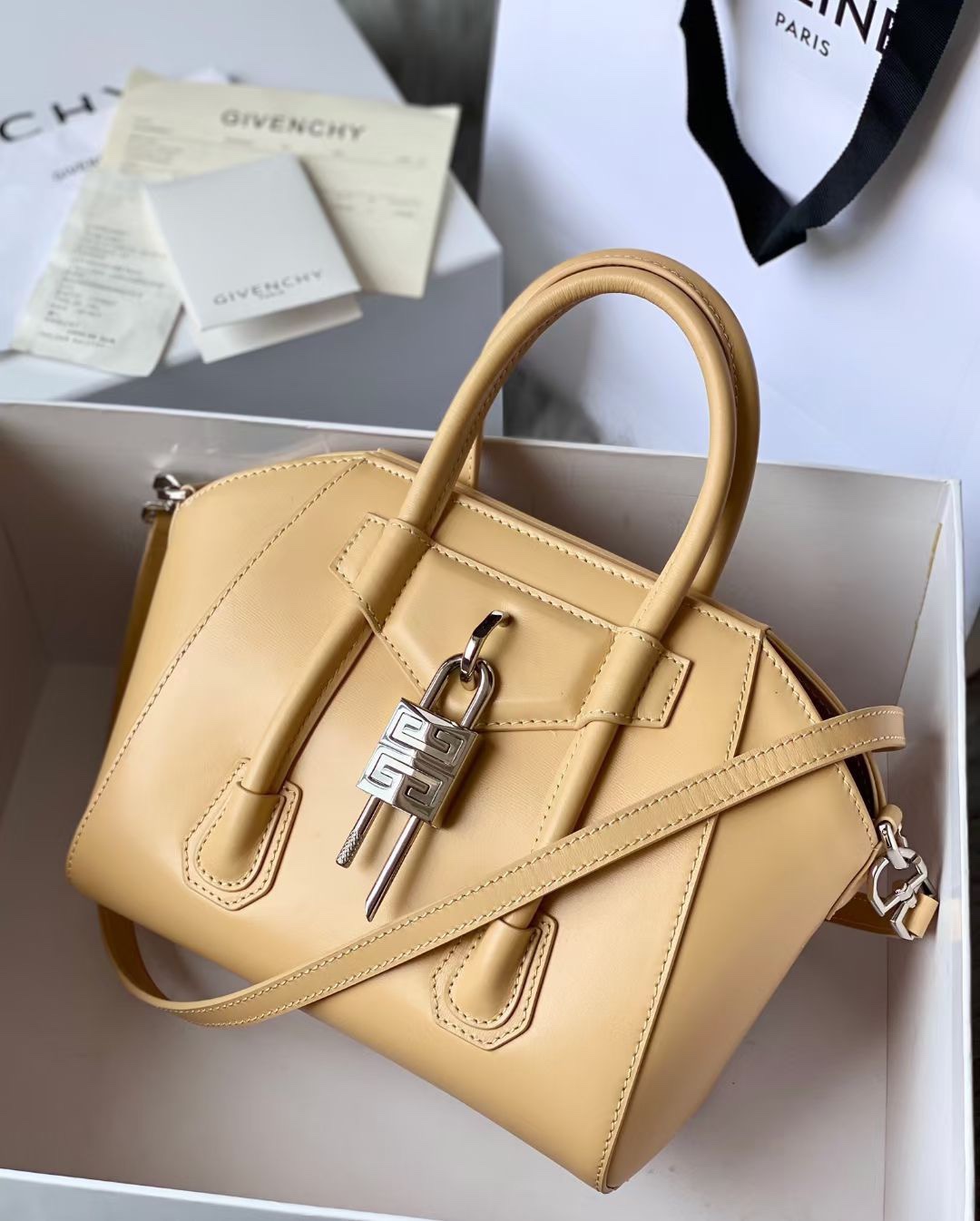 GIVENCHY Box Calfskin Mini Lock Antigona Shoulder Bag