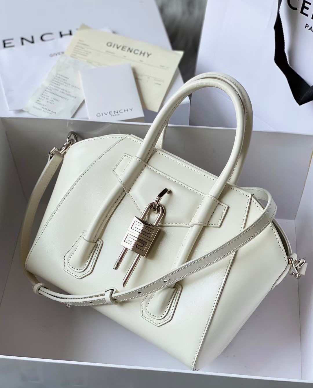 Givenchy Mini Antigona Lock Satchel Bag in Patent Calf