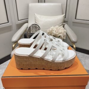Hermès Women’s Slippers in White – 6.5cm Heel