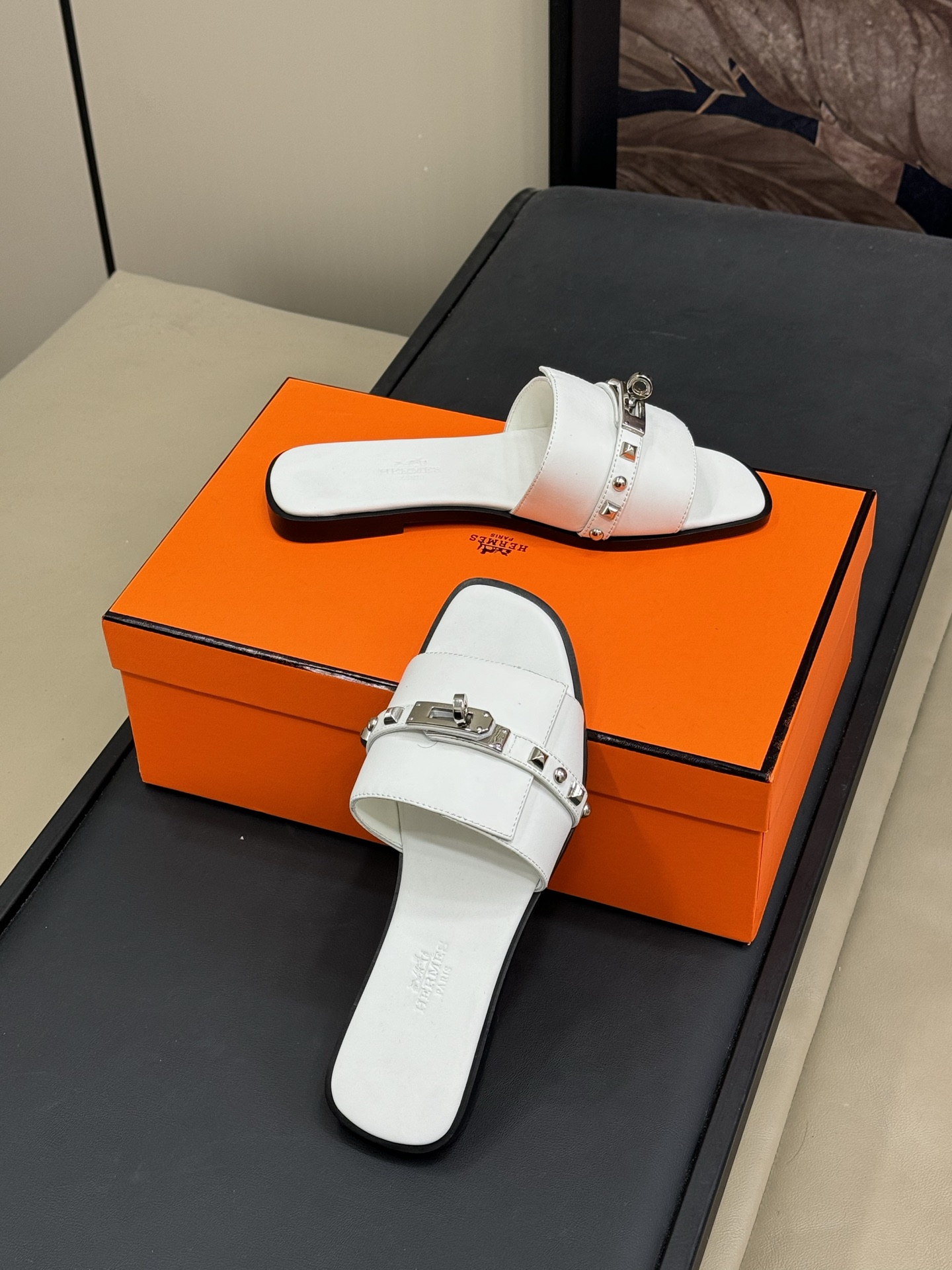 Brand New 2023 Hermes Oran Sandals Leather Rouge Jaipur