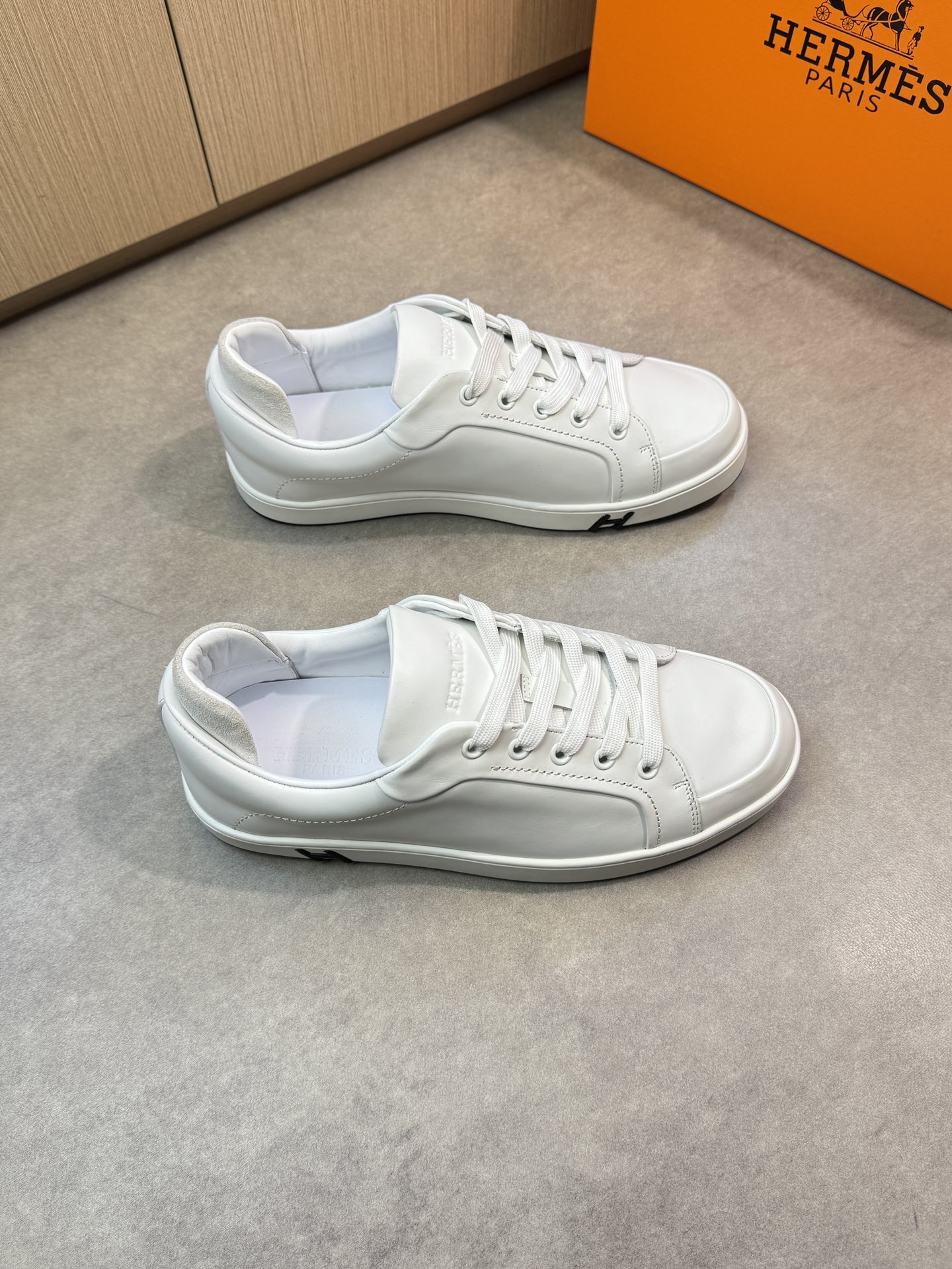 Leather low trainers Hermès White size  in Leather –