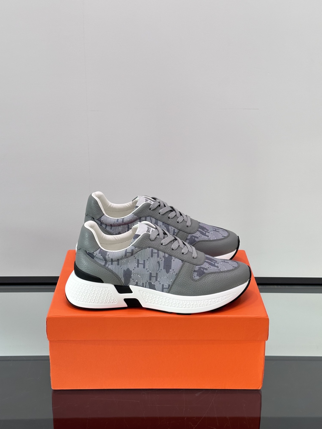 Hermès Monogram “H” Sneakers – Grey/Black/White Casual Shoes (Men)