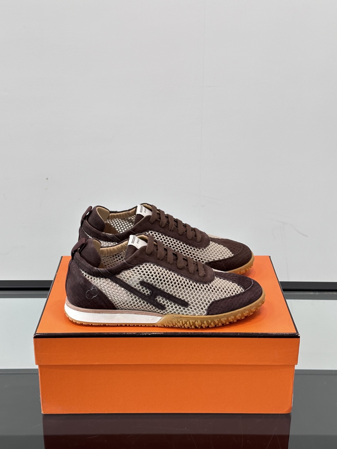 Technical Canvas Suede Goatskin Jet Sneakers Beige Marron