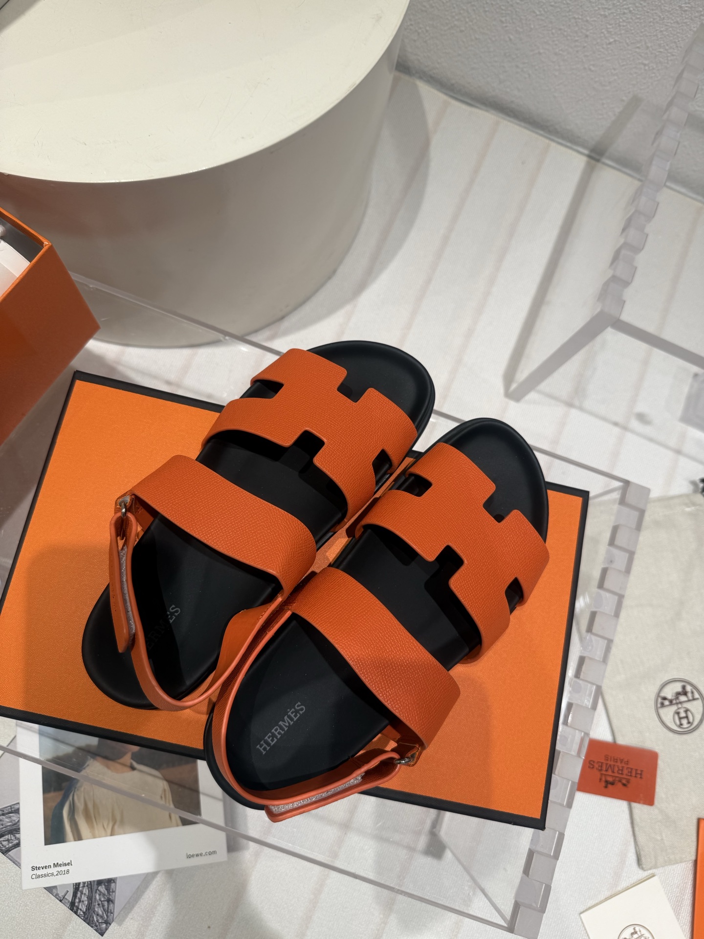 NIB Hermès Suede Women’s Chypre Sandals – Bright Orange