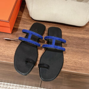 Hermès Black and Blue Vibrant Sandals Flip Flops