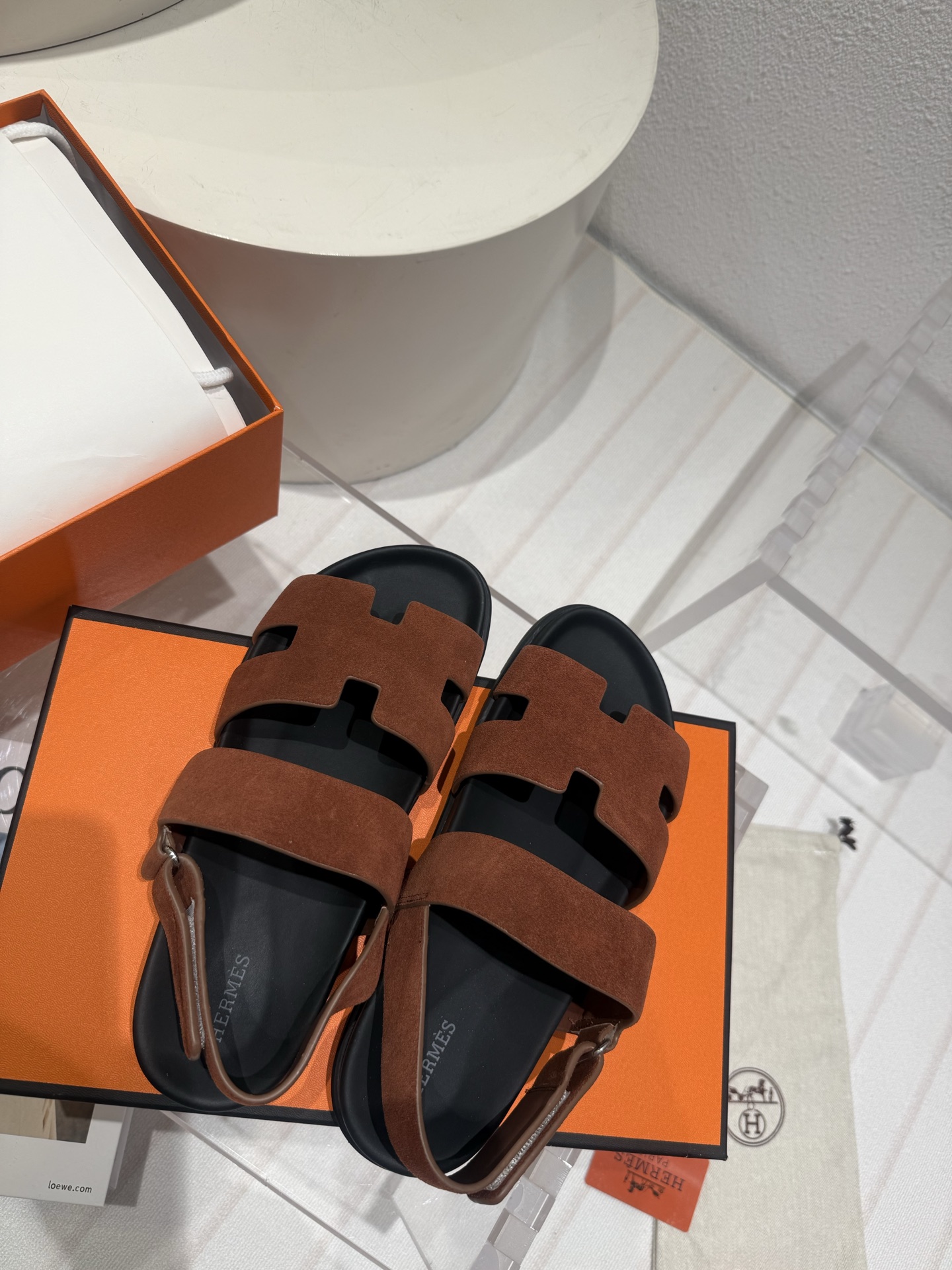 Hermès Chypre Sandals – Brown Leather Women’s/Men’s Slide with Adjustable Strap | Hermès USA