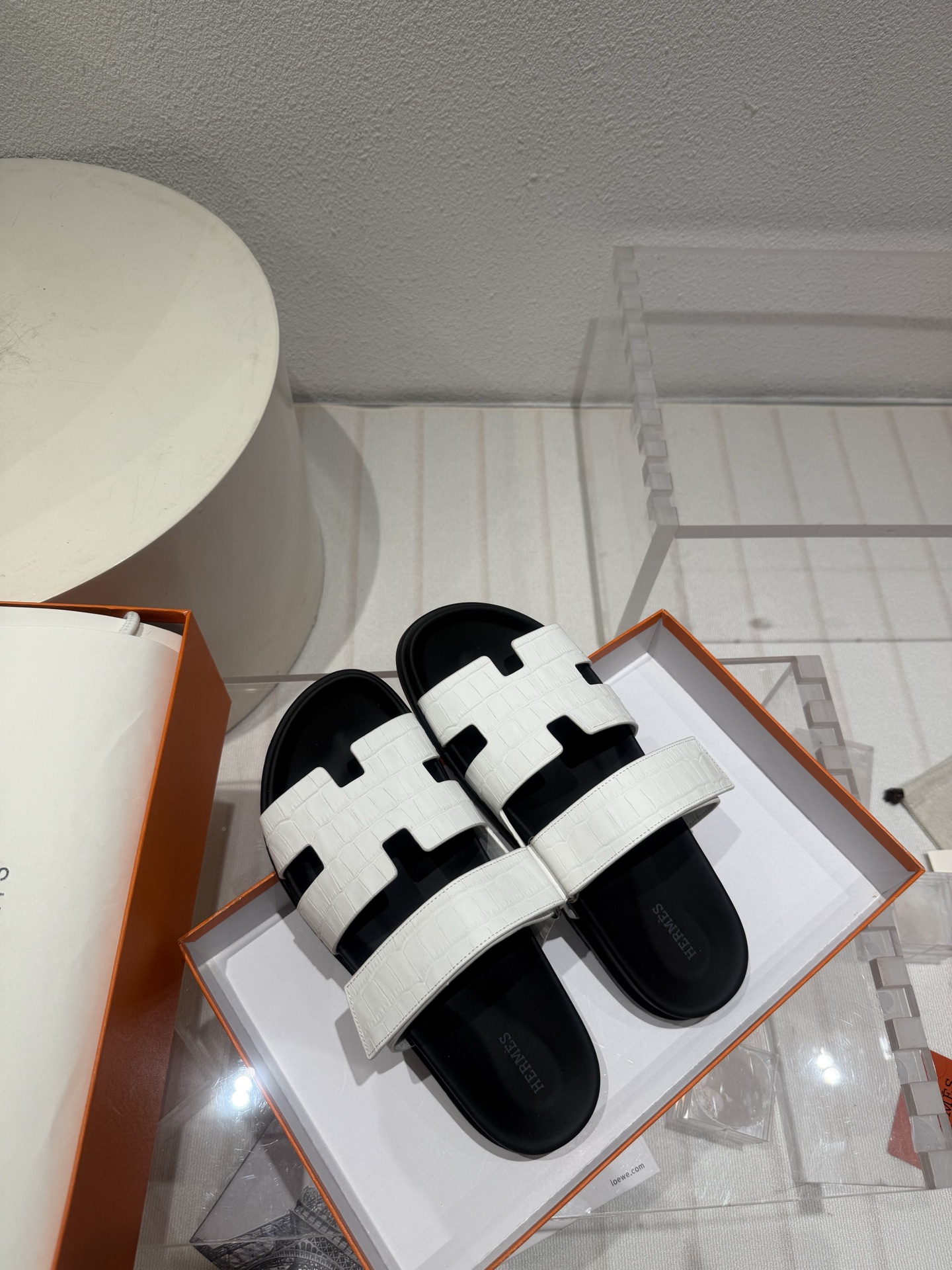 New Hermes Chypre Sandals White leather women’s Size