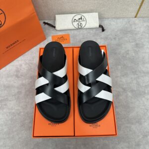 Hermès Kazimir Sandals – Women’s Dark  black& white