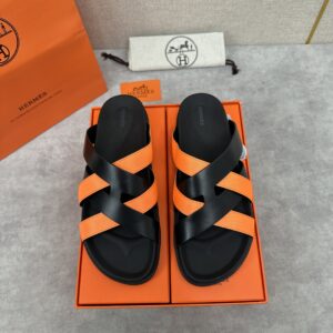 Hermès Kazimir Sandals – Women’s Dark black & orange