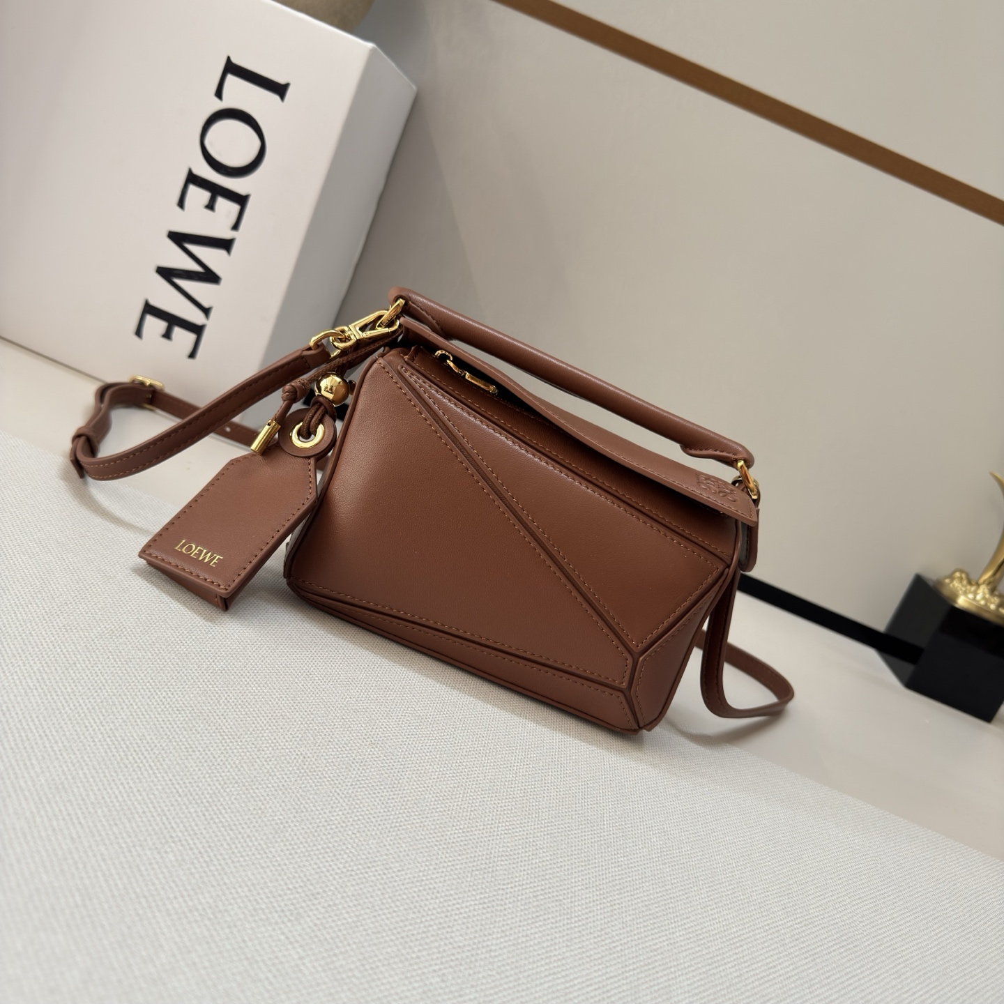 Loewe Small Featherlight Puzzle bag in nappa lambskin Beige – LOEWE
