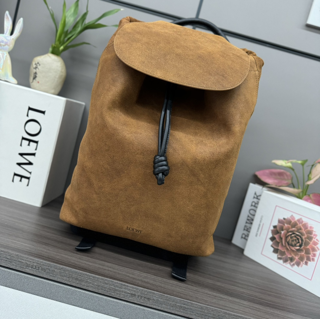 Loewe Flamenco backpack in pressed suede Brown – LOEWE
