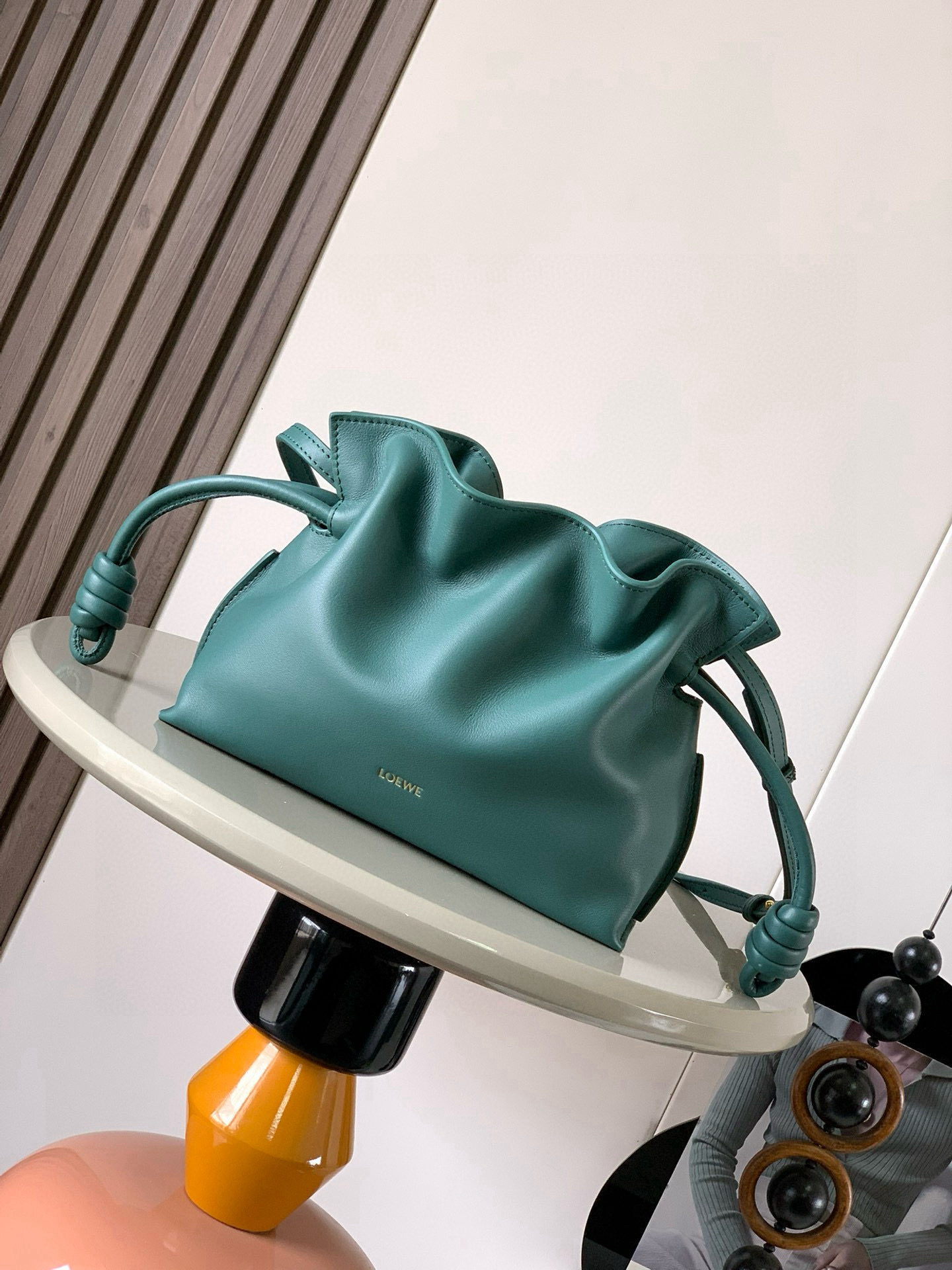 Loewe Mini Flamenco clutch in nappa calfskin Green – LOEWE