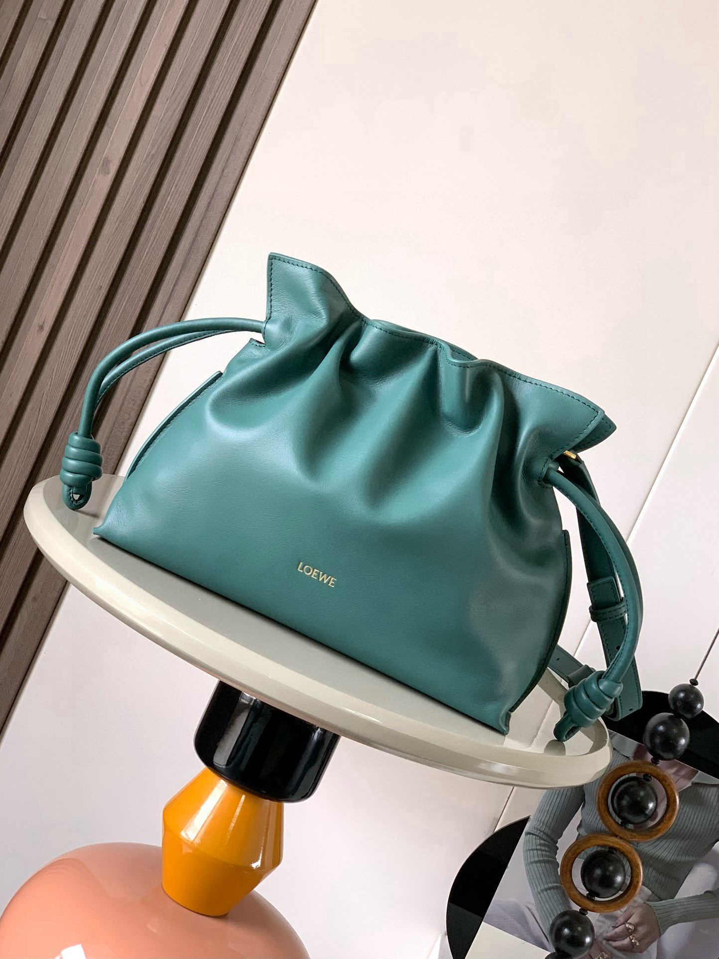 Loewe Mini Flamenco clutch in nappa calfskin Green – LOEWE