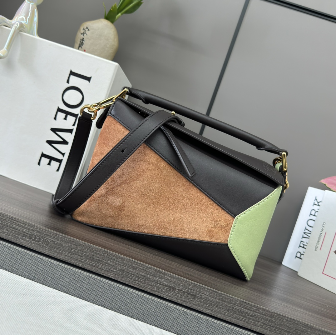 Loewe Bolso Puzzle pequeño en piel de ternera y ante Multicolor –