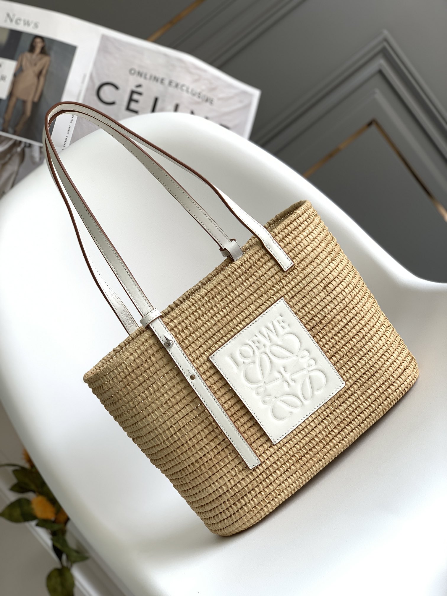 Loewe x Paula’s Ibiza Small Square Raffia Basket Bag |